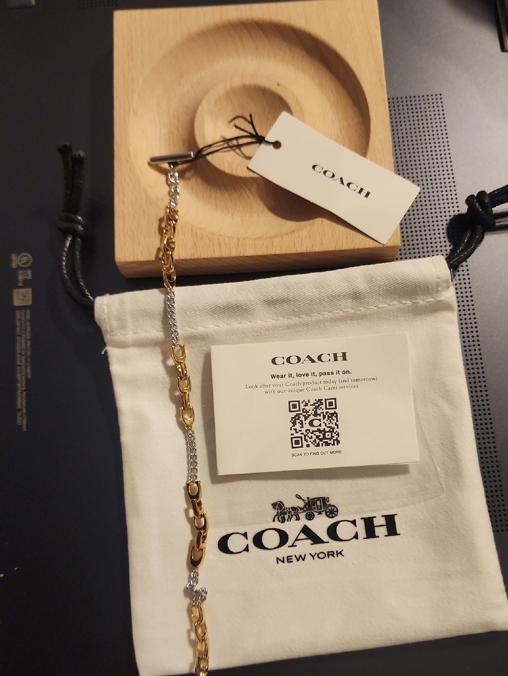 Coach Mixed-Metal Link Bracelet in Gold and Silver - Picture 2 of 2